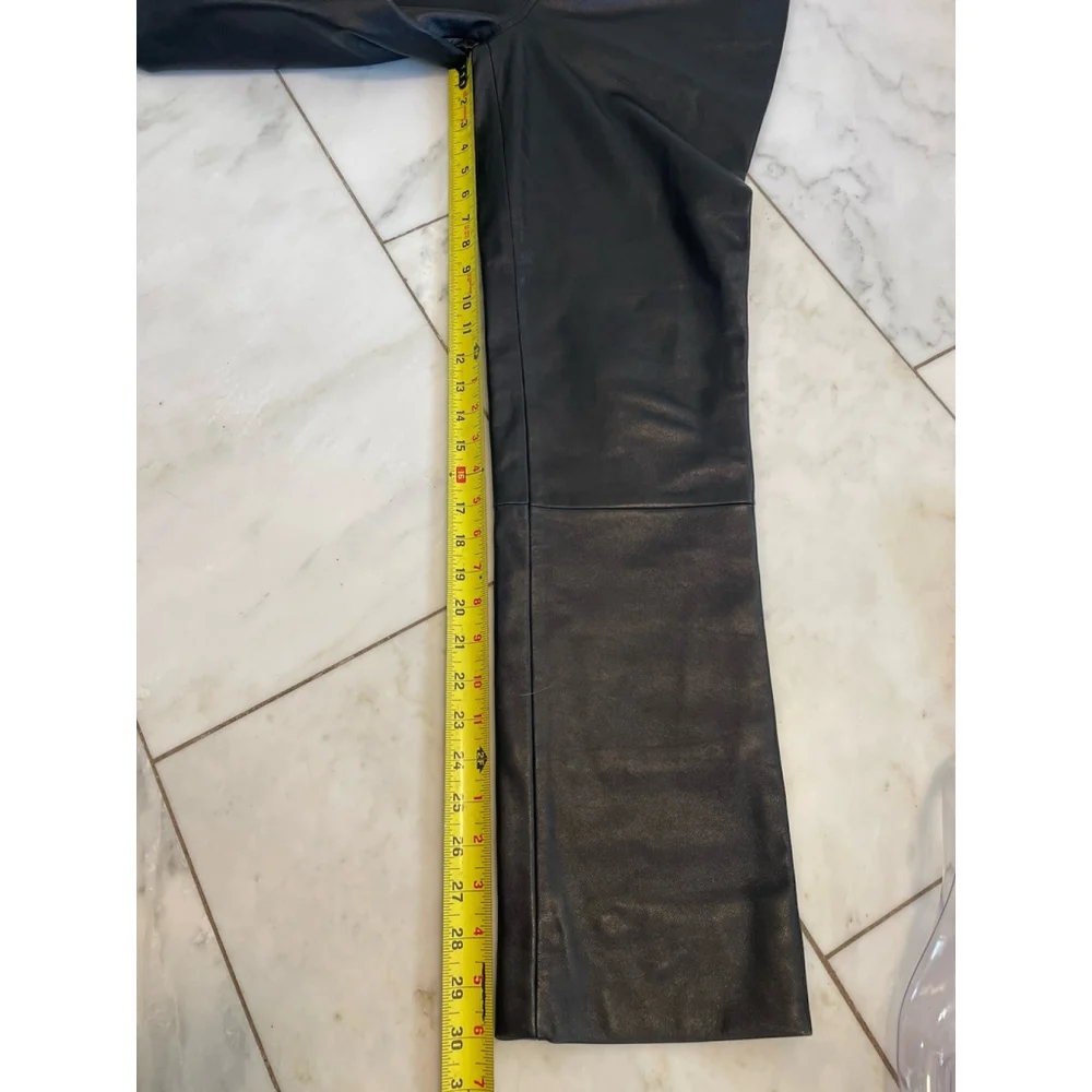 CRIPPLE CREEK Black Leather Long Straight Pants Pockets Waist 28 EUC - Picture 5 of 8